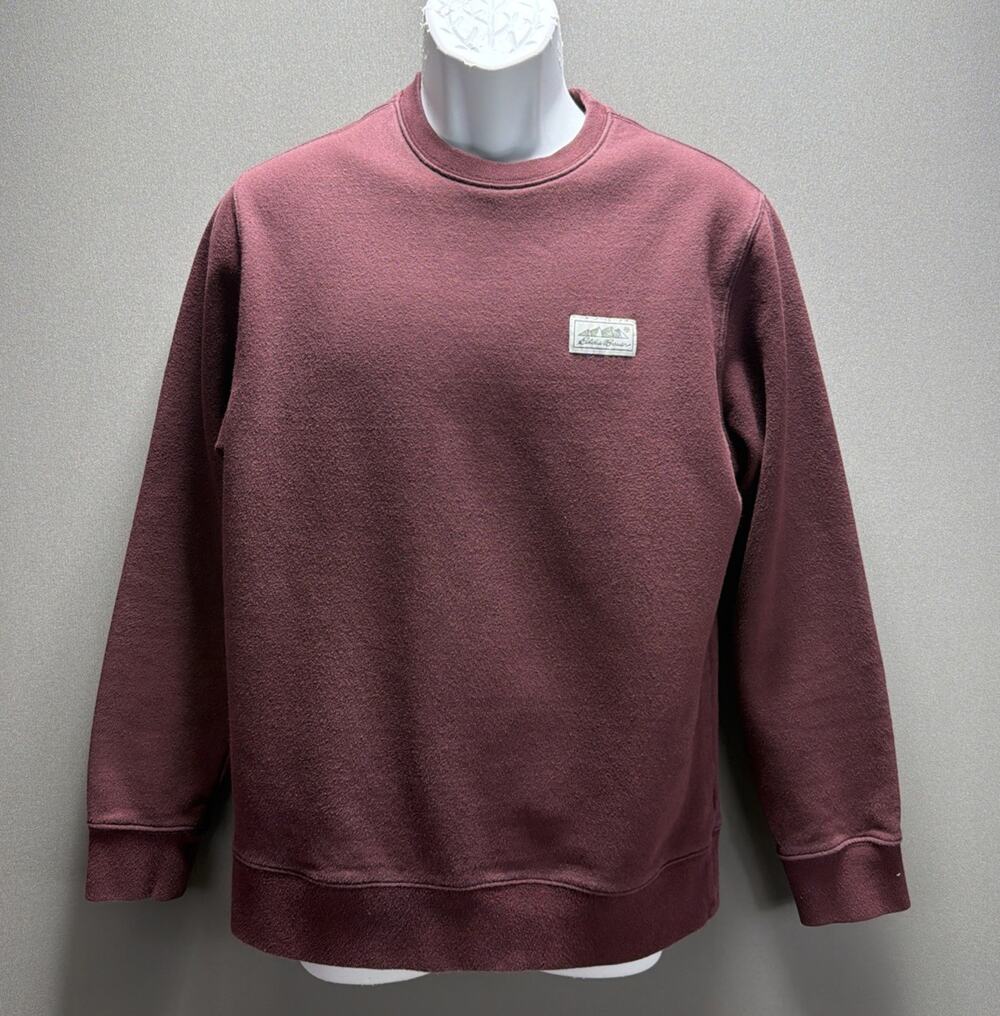 Eddie Bauer Soft Fleece Sweatshirt Shirt Crew Neck Burgundy Men's Size S